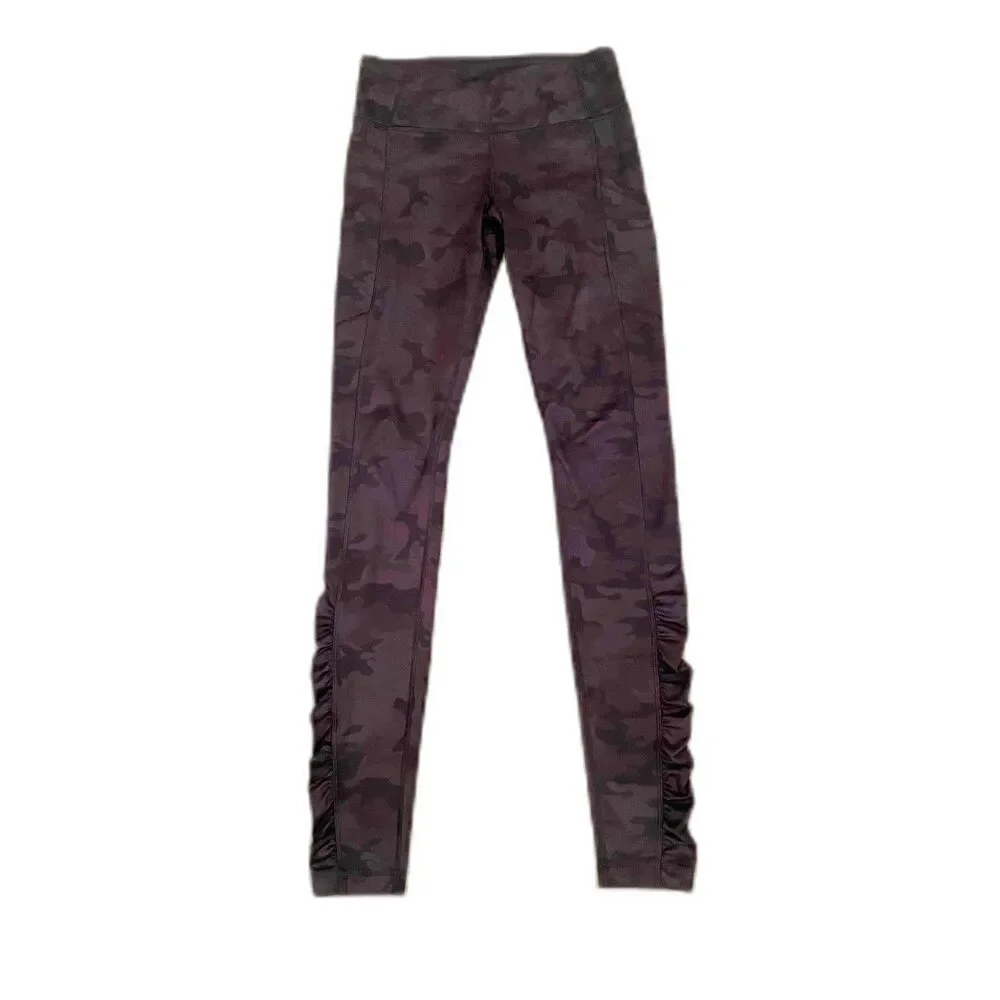 Lululemon Speed Tight Leggings Black Gray Camo Ruched size 4 RARE EUC - Picture 2 of 7
